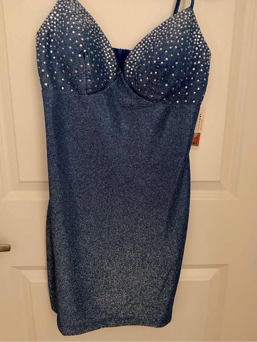 NWT Sparkle Blue Bodycon Dress with Embellished Bust